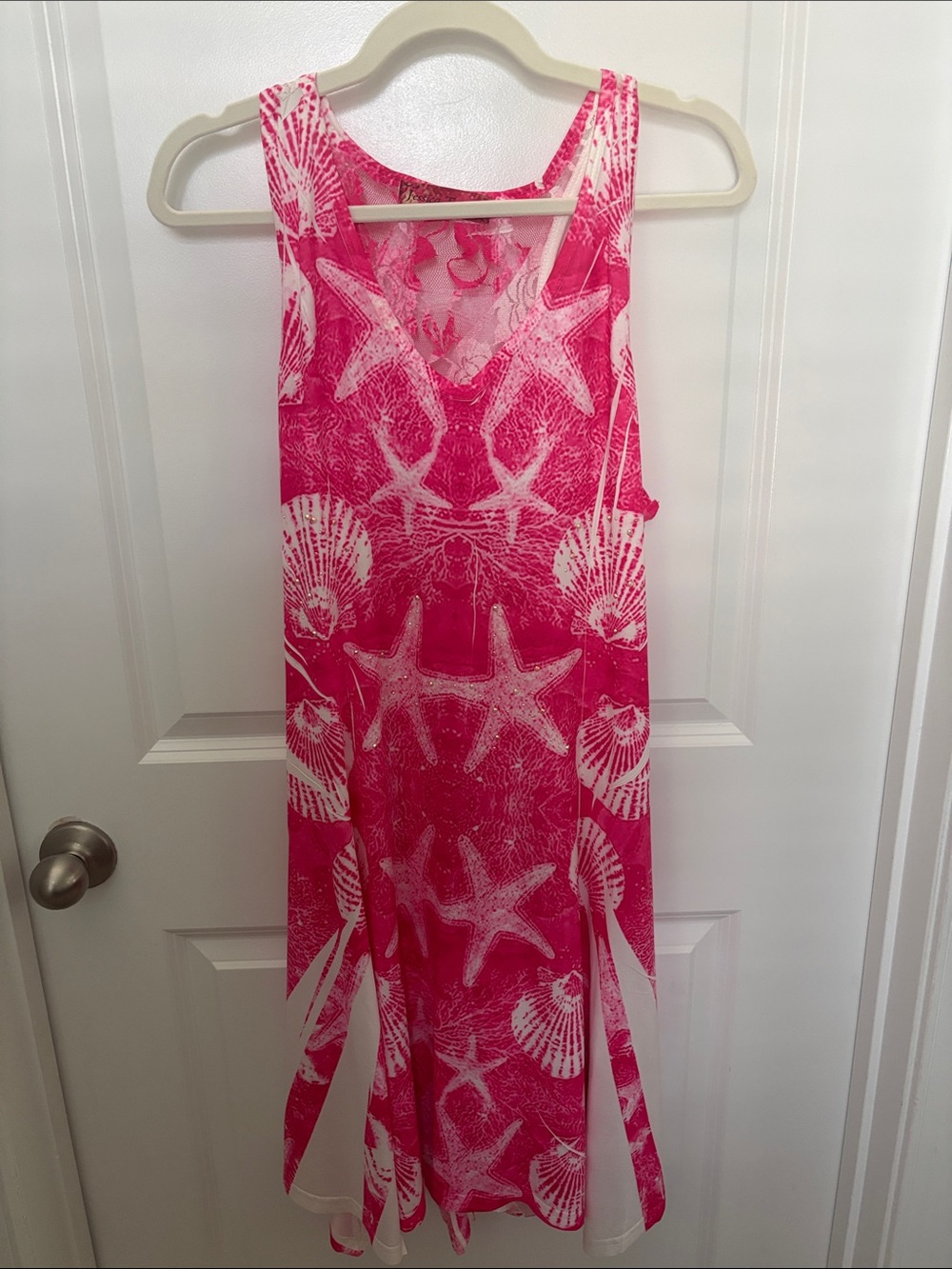 Women's Pink Starfish & Shell Beach Coverup Dress